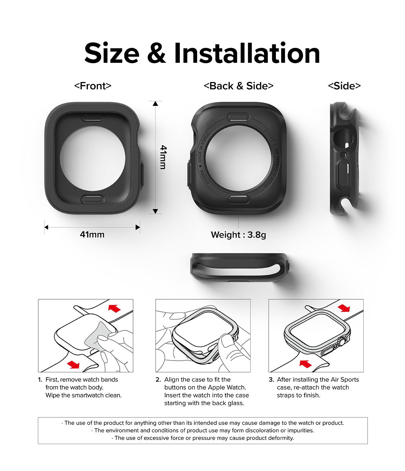 Case Ringke Air Sports Apple Watch 41/40MM Series 9, 8, 7, 6, 5, 4, SE - Black - Ringke - Funda Apple Watch6 - 7 - 9 / CRASAWS741MM - BKDastore
