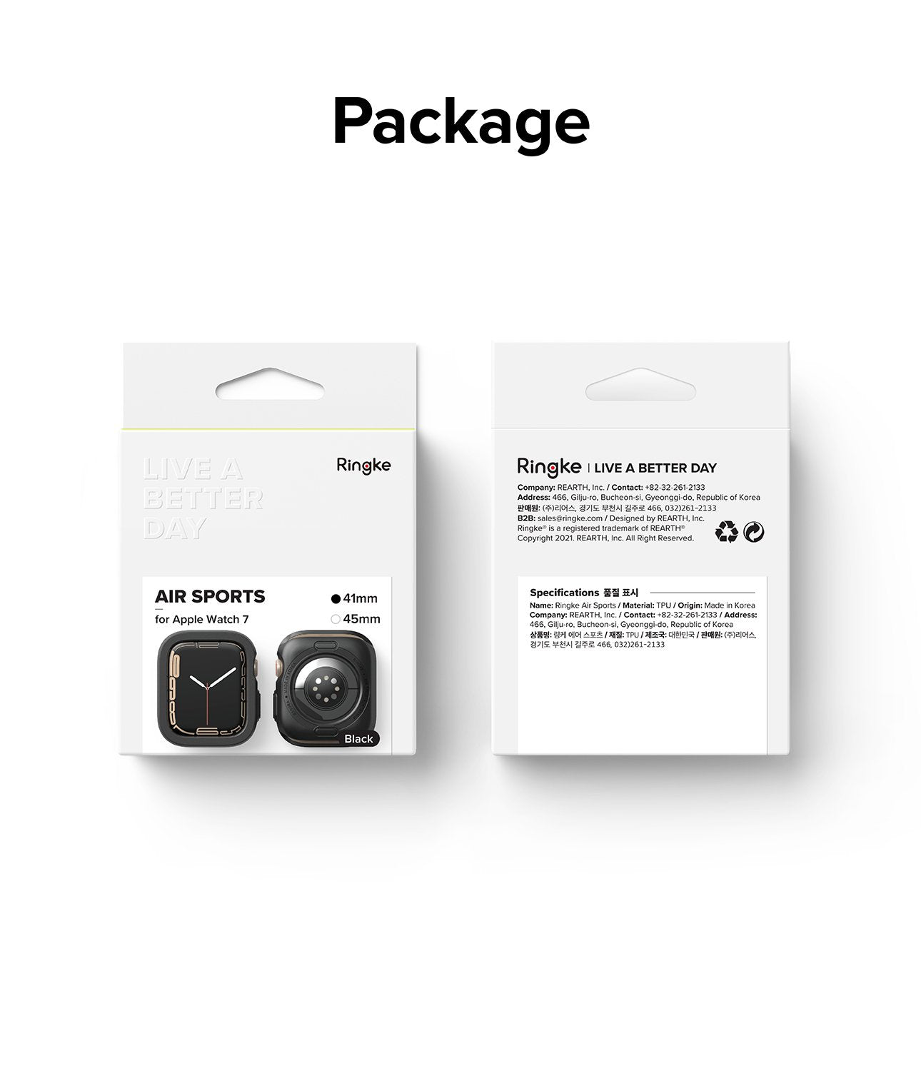 Case Ringke Air Sports Apple Watch 41/40MM Series 9, 8, 7, 6, 5, 4, SE - Black - Ringke - Funda Apple Watch6 - 7 - 9 / CRASAWS741MM - BKDastore