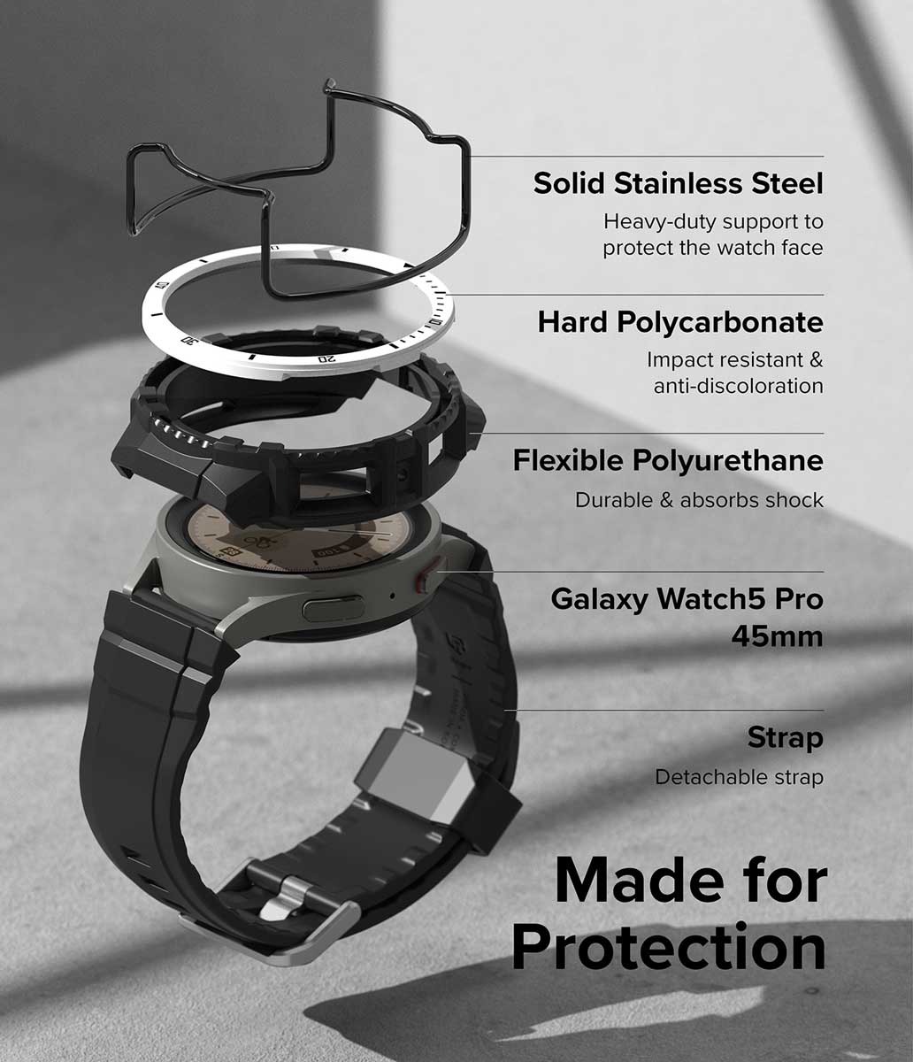 Case Ringke Fusion X Guard + Wire Galaxy Watch 5 Pro (45mm) Case + correa - Ringke - Funda Galaxy Watch5 - 5 - 2 / CRFXGUGW5P - WHBCKINDastore