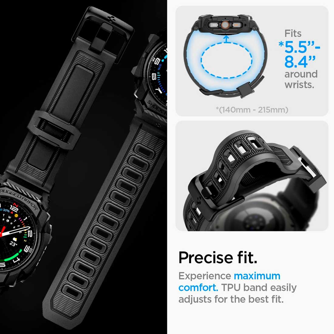 Case Spigen Rugged Armor Pro Galaxy Watch Ultra (47mm) Case + correa - Spigen - Funda Galaxy Watch5 - 8 - 5 / CSRAPGWUTCCBDastore