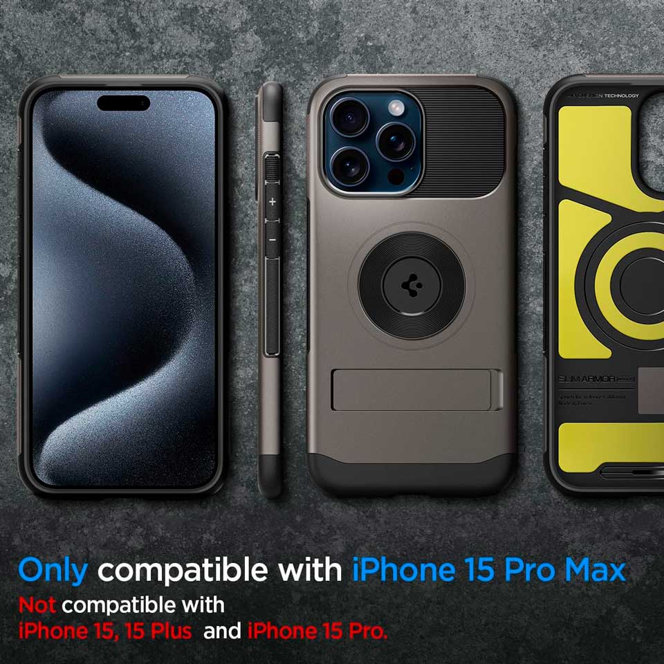 Case Spigen Slim Armor iPhone 15 Pro Max (MagSafe) - Gunmental - Spigen - Funda4 - 7 - 2 / CSSAP15PMMSGDastore