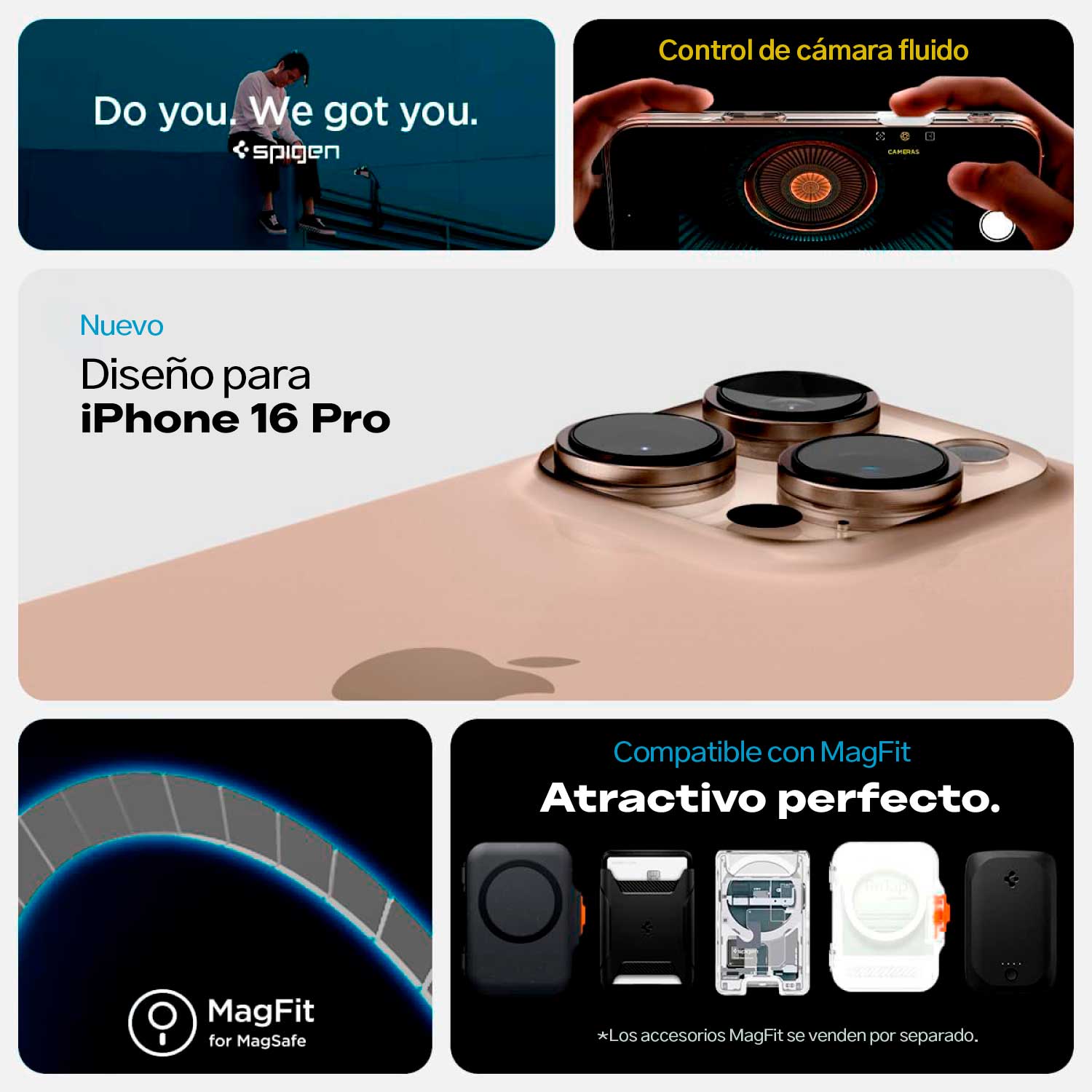 Case Spigen Ultra Hybrid T + Control de Cámara iPhone 16 Pro (MagSafe) - Spigen - Funda4 - 5 - 6 / CSUHMIP16PMAGSAFE - WHDastore