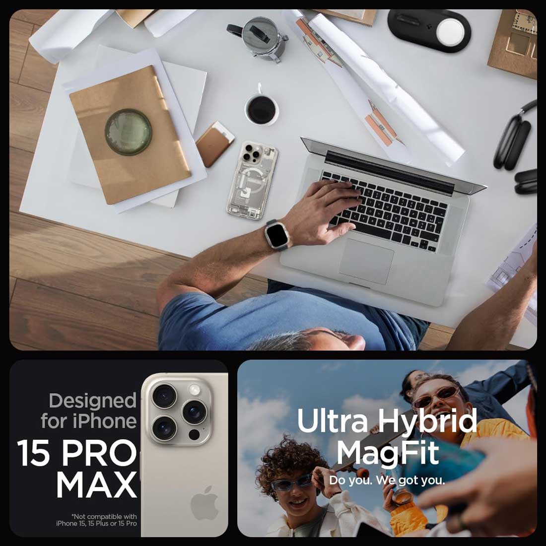 Case Spigen Ultra Hybrid Zero One Titanium iPhone 15 Pro Max (MagSafe) - Spigen - Funda4 - 6 - 2 / CSUHZOTIPH15PMDastore