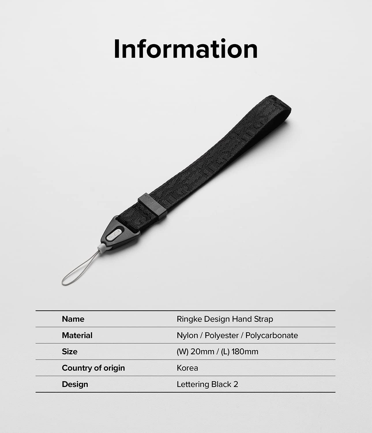 Correa Ringke Hand Strap - Lettering Black 2 - Ringke - Strap5 - 2 - 1 / BRHS - LTB2Dastore