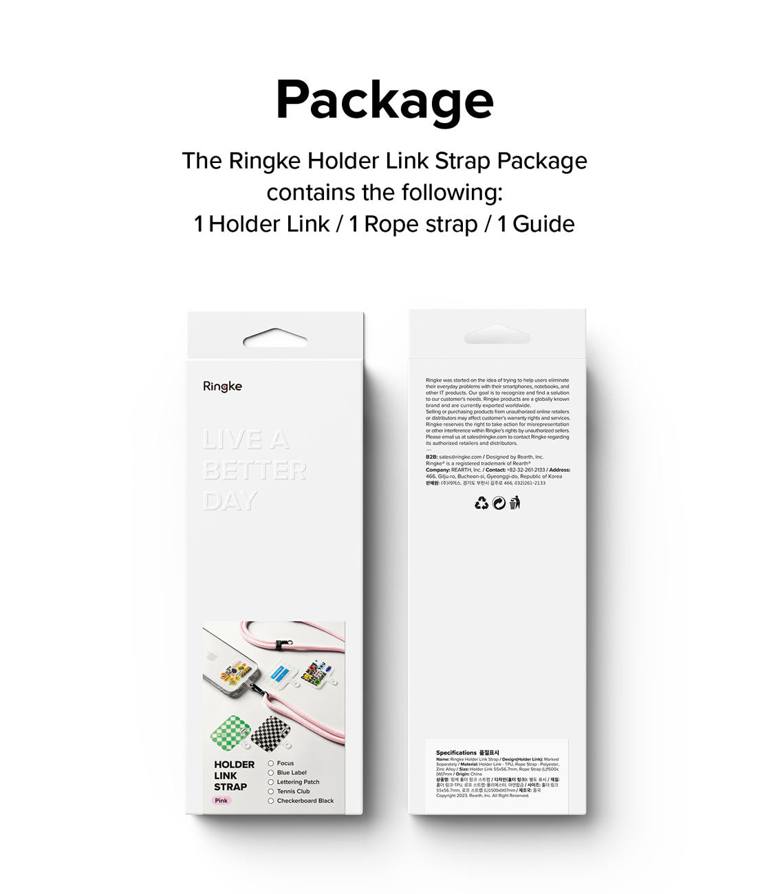 Correa Ringke Holder Link Strap Design - Black / White (Lettering Patch) - Ringke - Strap5 - 2 - 4 / CRHLS - BkWLPDastore