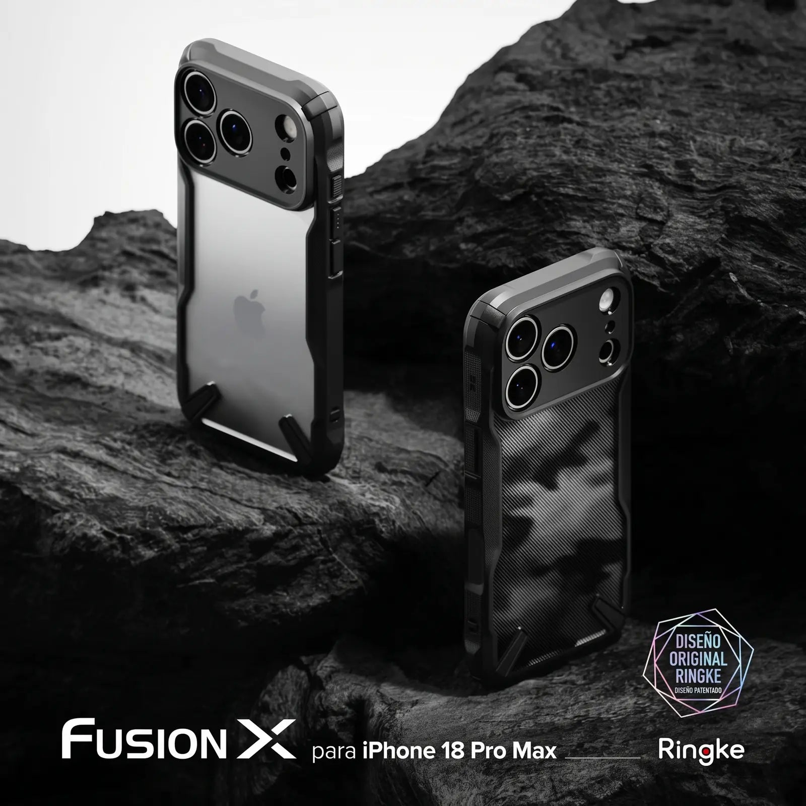 Case iPhone 18 Pro / 17 Pro Ringke Fusion-X Camo Black Antigolpes