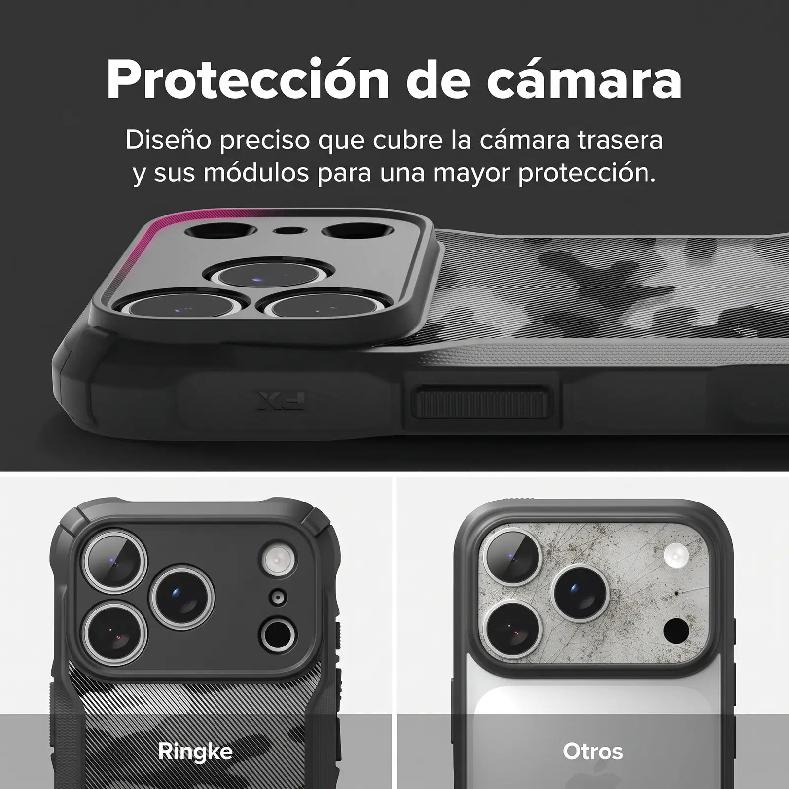 Case iPhone 18 Pro / 17 Pro Ringke Fusion-X Camo Black Antigolpes