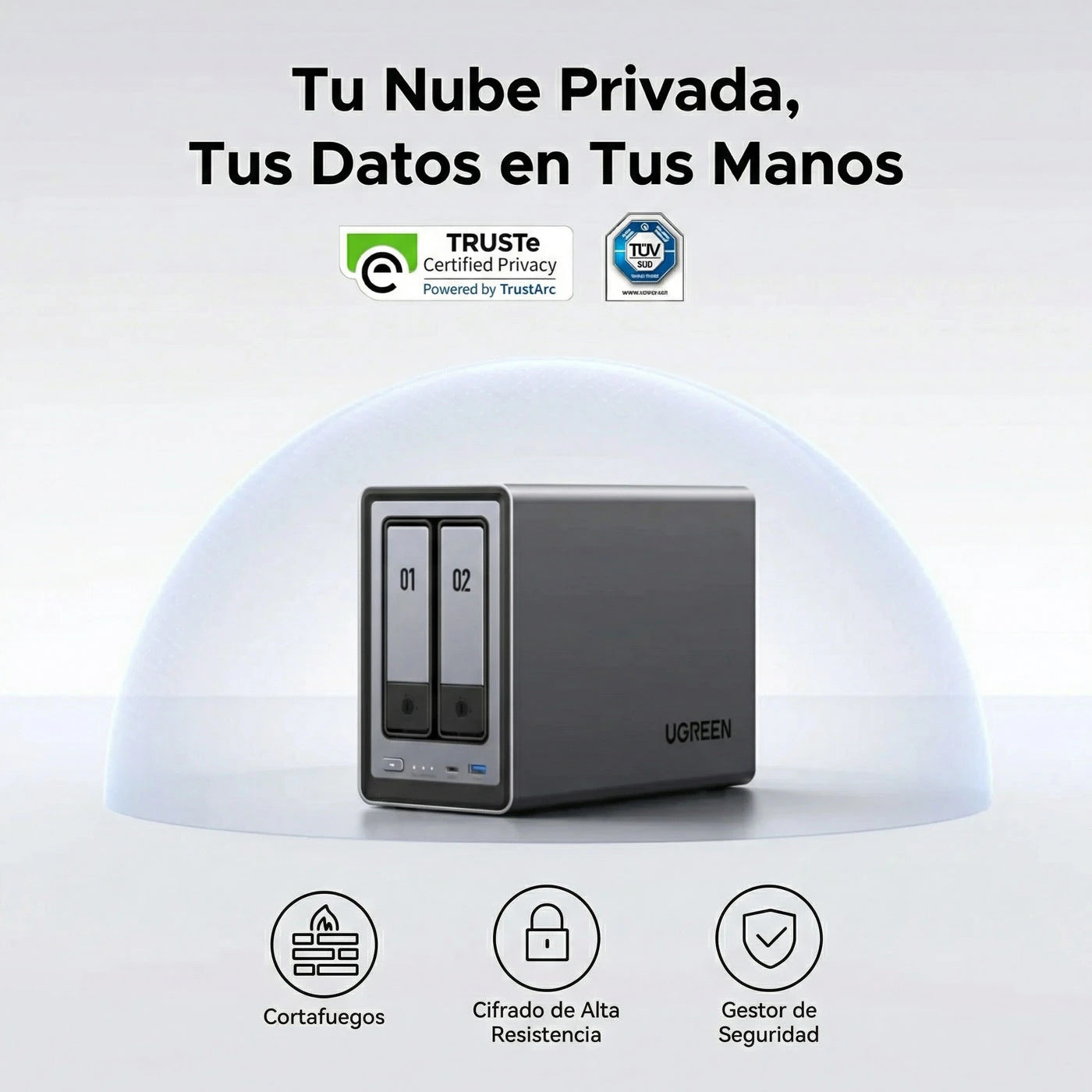 UGREEN NASync DXP2800 - NAS 2 bahías 2.5GbE para hogar y oficina