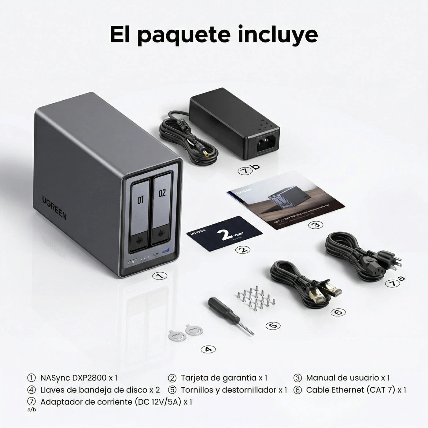 UGREEN NASync DXP2800 - NAS 2 bahías 2.5GbE para hogar y oficina