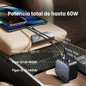 Cargador para auto UGREEN Nexode 60W con cable retráctil - 55212B