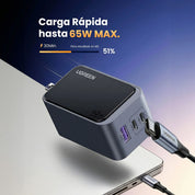 Cargador Nexode UGREEN 65W – 3 Puertos, Gris (X553 / 45223)