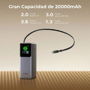 Power Bank Ugreen NEXODE 165W 20,000 mAh con cable retráctil - 55987B