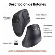 Mouse Ergonómico Vertical UGREEN Inalámbrico 4000 DPI – Negro (MU008 / 25444)