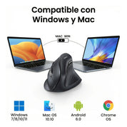Mouse Ergonómico Vertical UGREEN Inalámbrico 4000 DPI – Negro (MU008 / 25444)