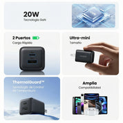 Cargador UGREEN 20W GaN - 2 Puertos