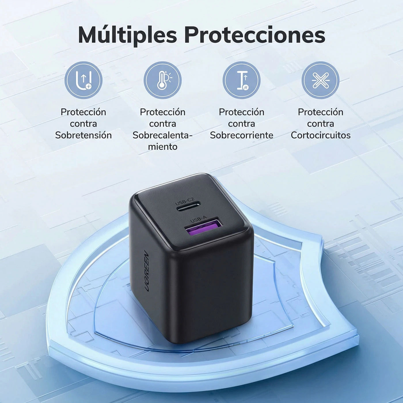 Cargador UGREEN 30W GaN - 2 Puertos