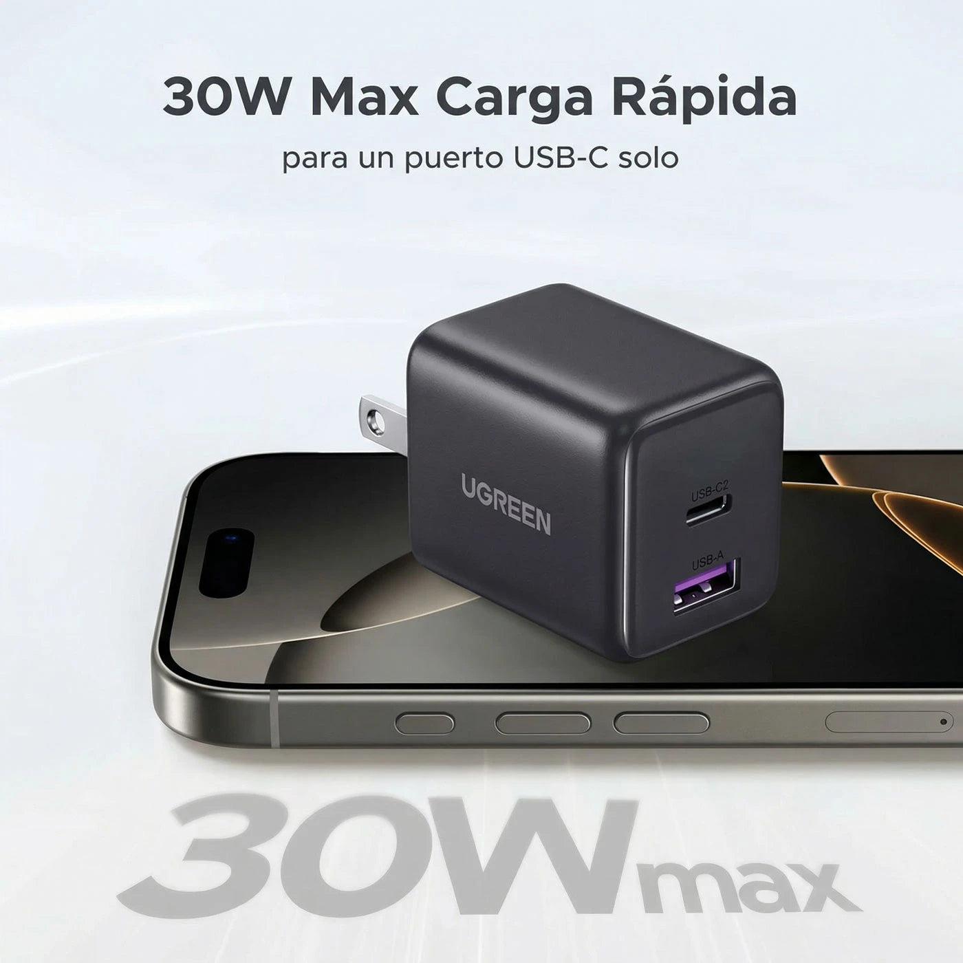 Cargador UGREEN 30W GaN - 2 Puertos