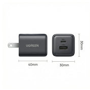 Cargador UGREEN 20W GaN - 2 Puertos