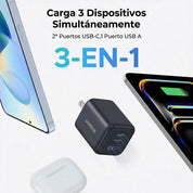 Cargador Ugreen 45W GaN 3 Puertos USB-C