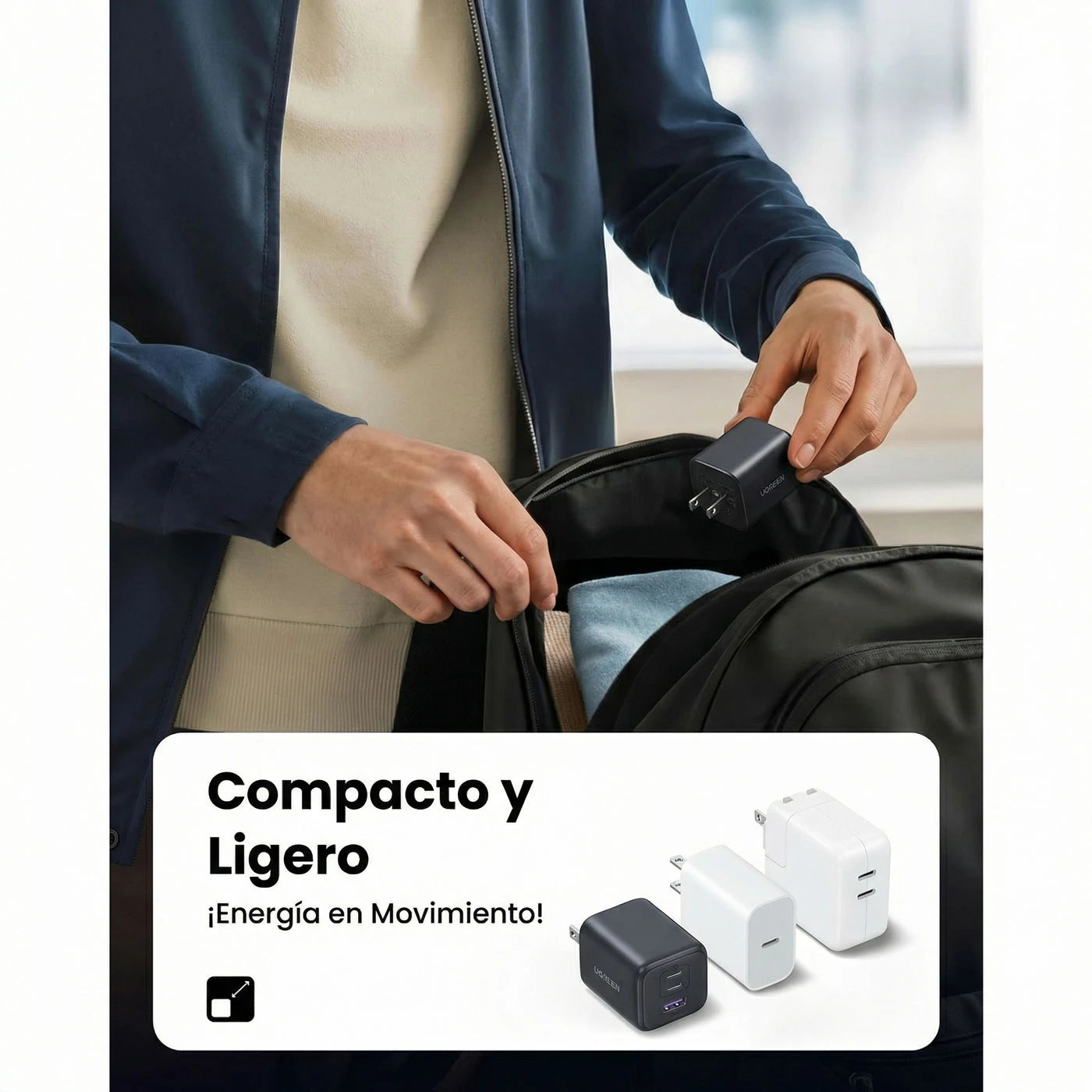 Cargador Ugreen 45W GaN 3 Puertos USB-C