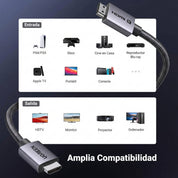 Cable HDMI UGREEN 8K 60Hz / 4K 240Hz 2.1 – 2 m, trenzado (25910)