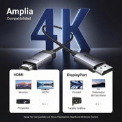 Cable UGREEN DisplayPort a HDMI 4K 60Hz – 3 m, trenzado (DP119 / 25491)