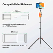Trípode Dual 2-en-1 UGREEN para celular y tablet (4.7″ a 13″) - 15647