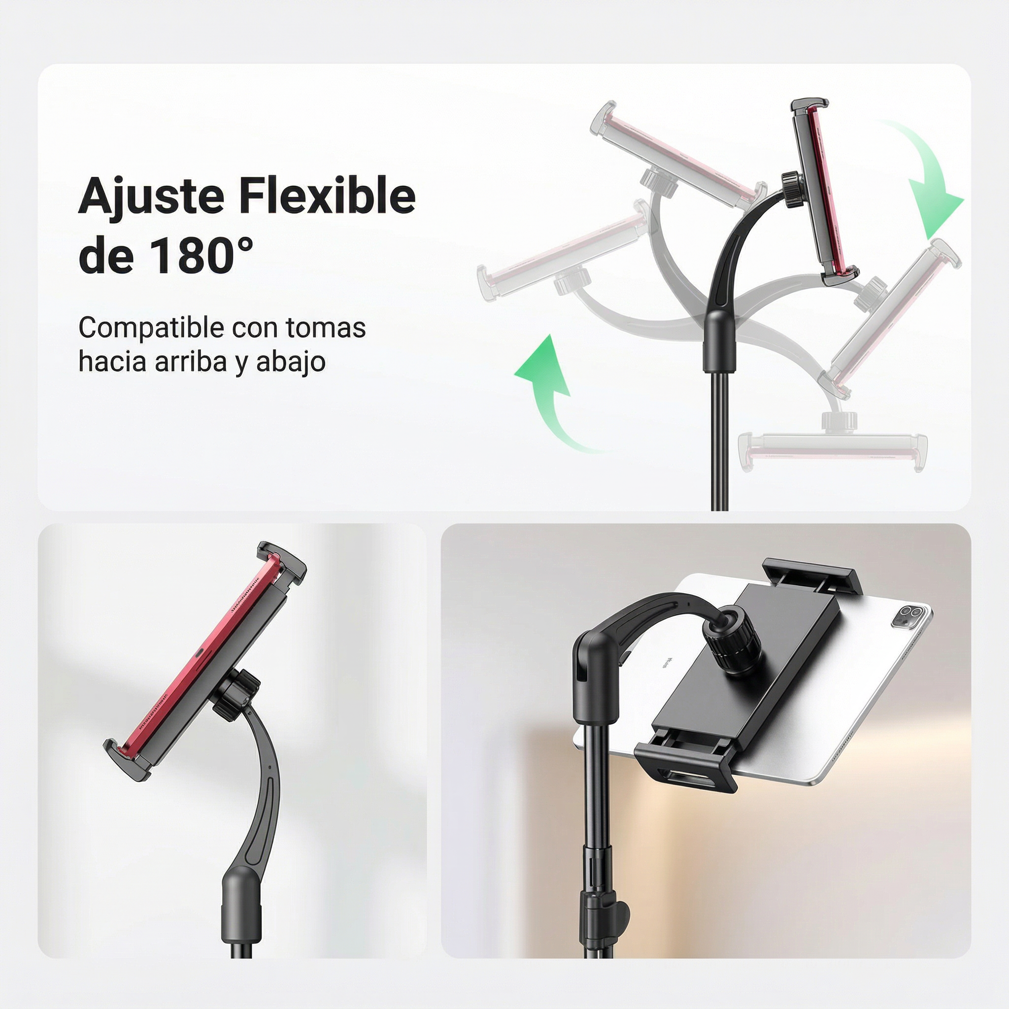 Trípode Dual 2-en-1 UGREEN para celular y tablet (4.7″ a 13″) - 15647