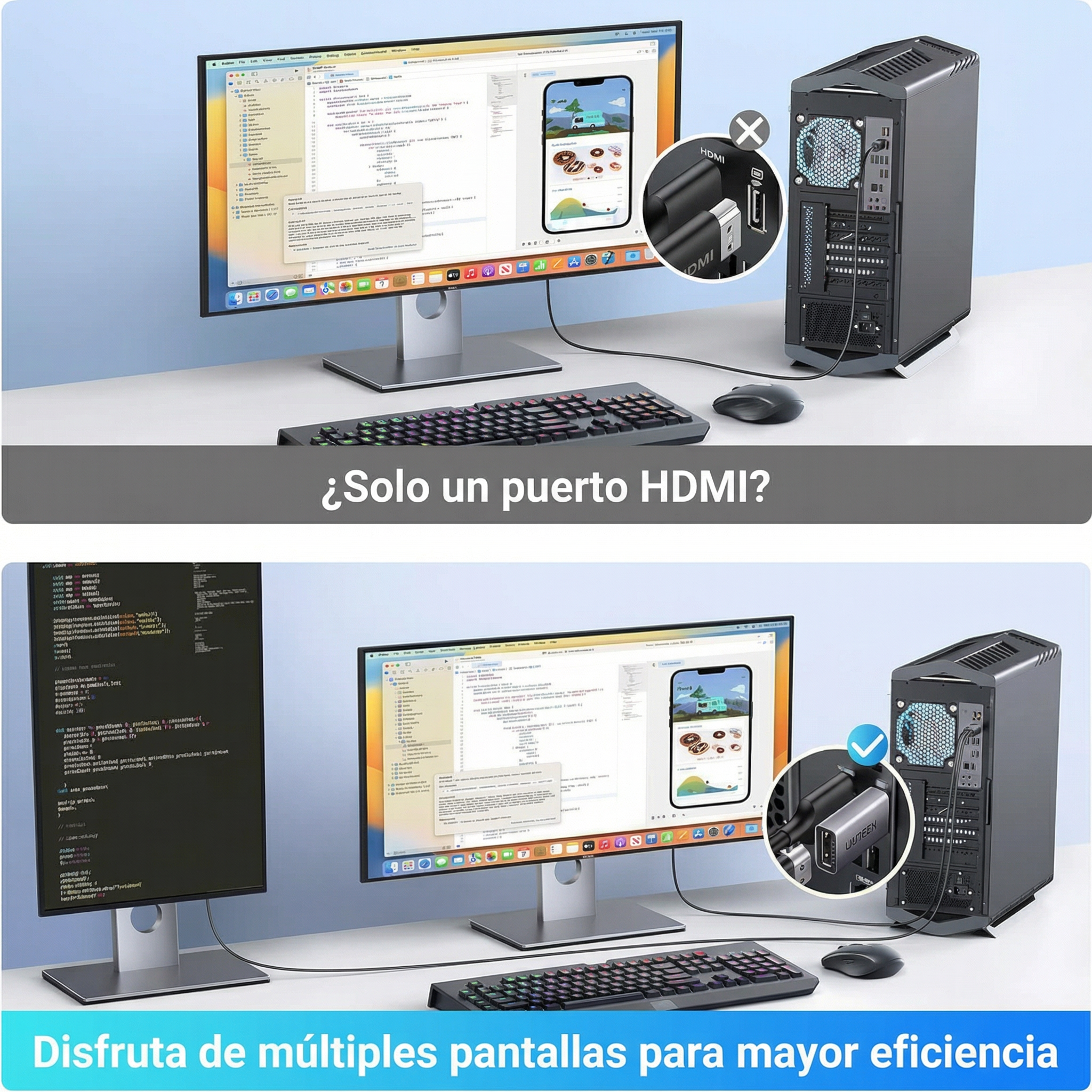 Adaptador Convertidor Ugreen Displayport A Hdmi 4k30hz - 55935 (Pack X2)