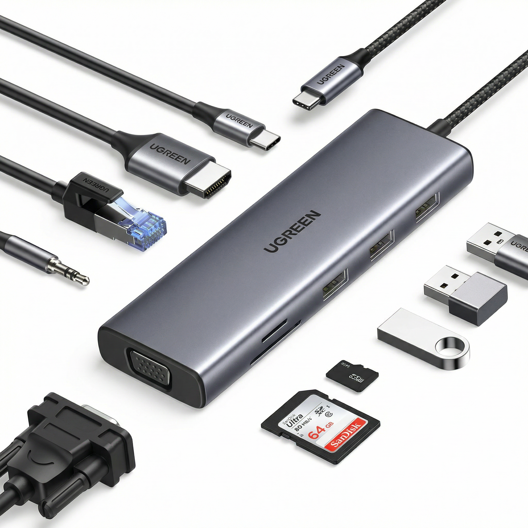ADAPTADOR USB-C UGREEN 10 EN 1 - 15601