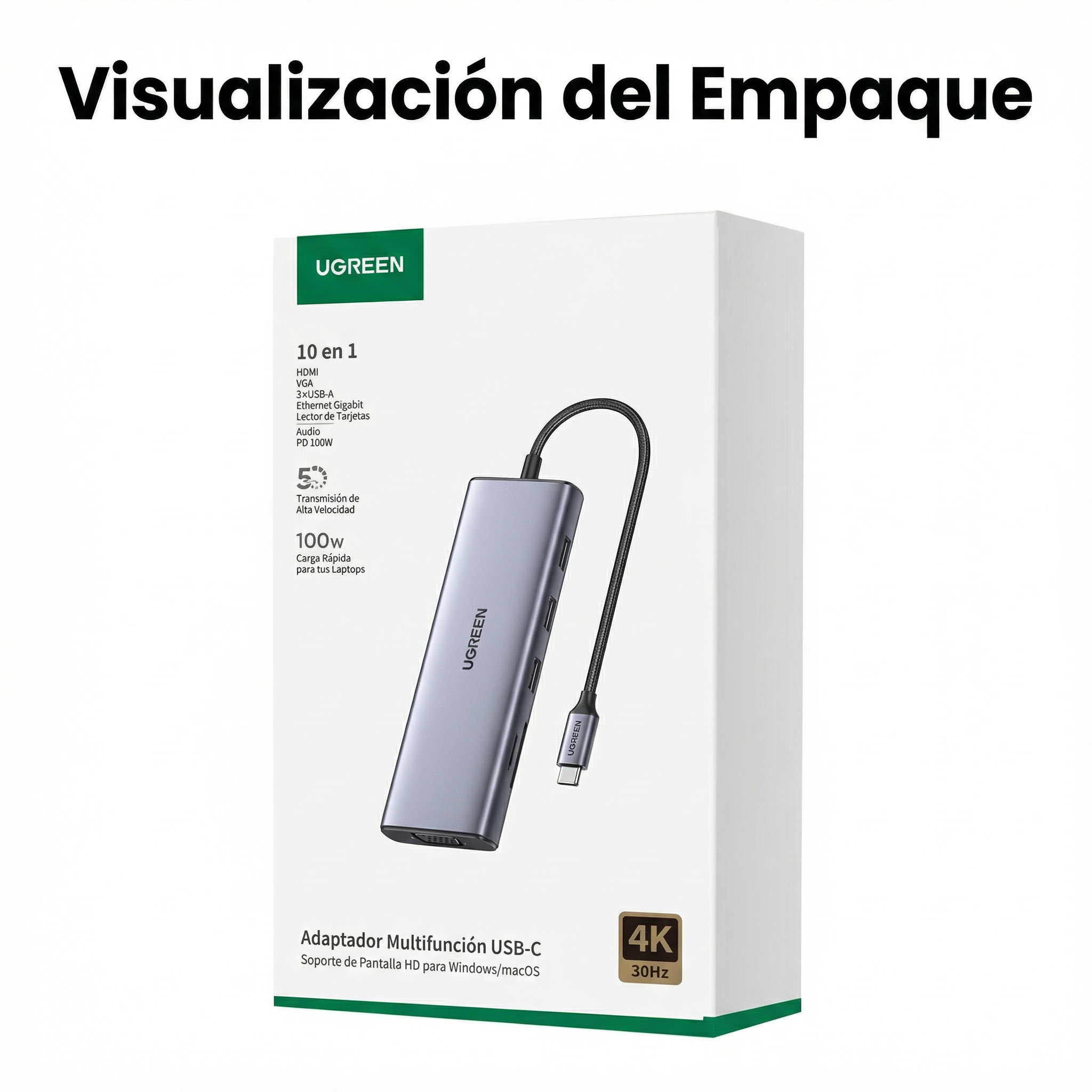 ADAPTADOR USB-C UGREEN 10 EN 1 - 15601
