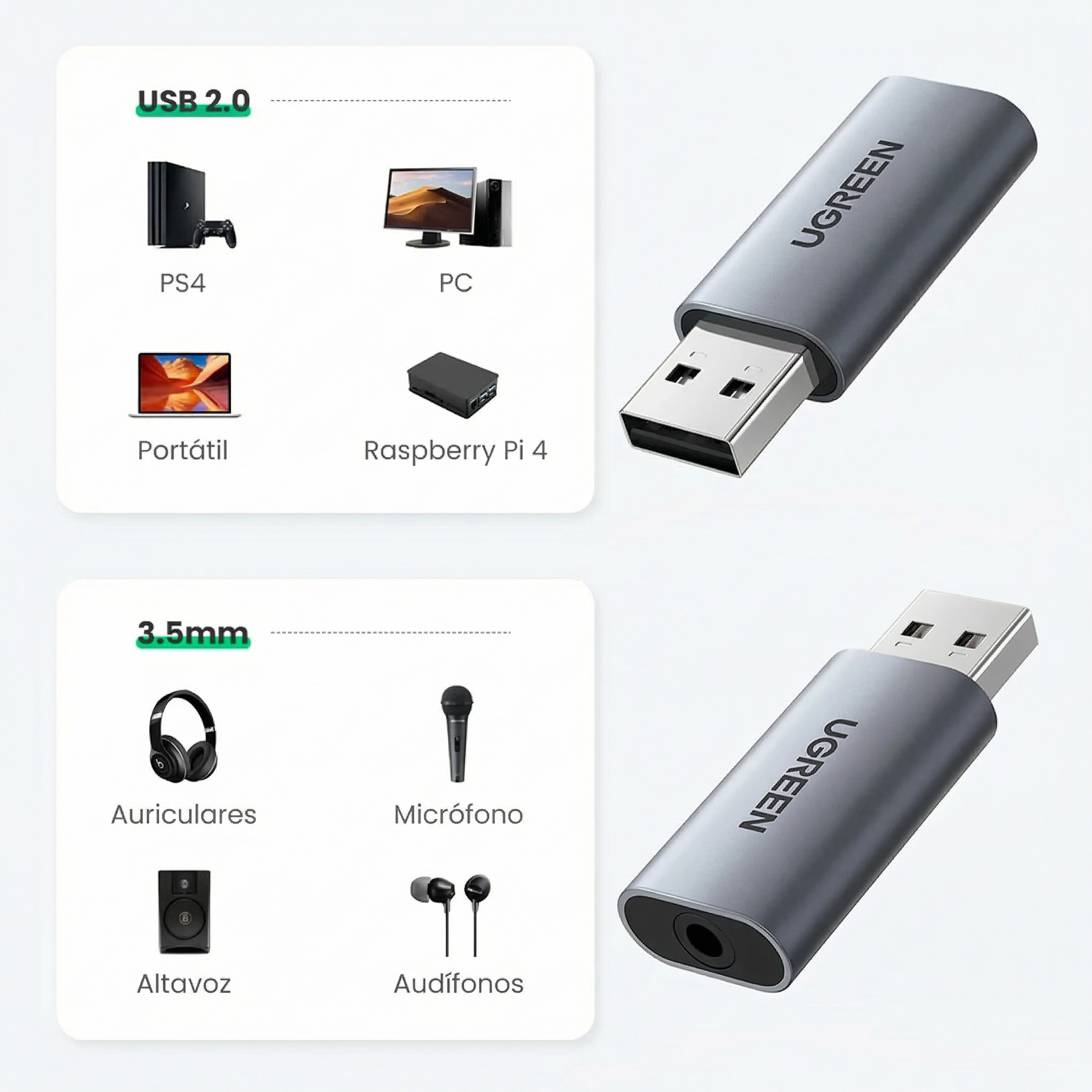 UGREEN 80864 USB TO 3.5MM STEREO SOUND ADAPTER
