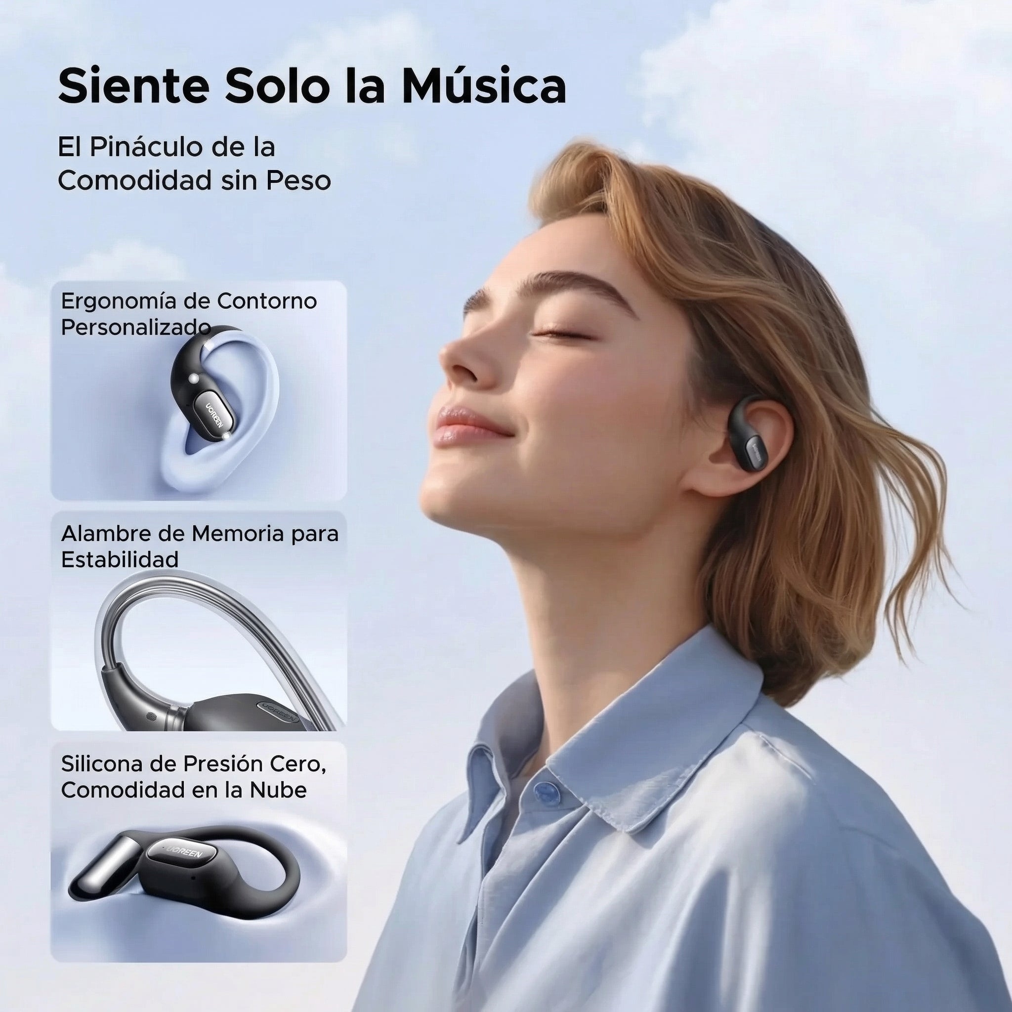 Audífonos UGREEN FitBuds Open-ear Black - 65655