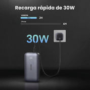 Power Bank Inalámbrico UGREEN 10,000 mAh, 30W, con pantalla digital - 25185