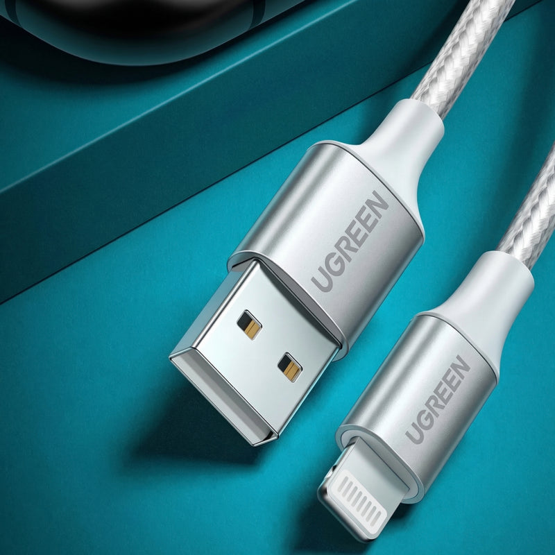 Cable UGREEN Lightning a USB 2.4A – 1 m (60161, Silver) - OPENBOX