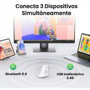 Mouse Ergonómico Vertical UGREEN Inalámbrico 4000 DPI – Blanco (MU008 / 45759)