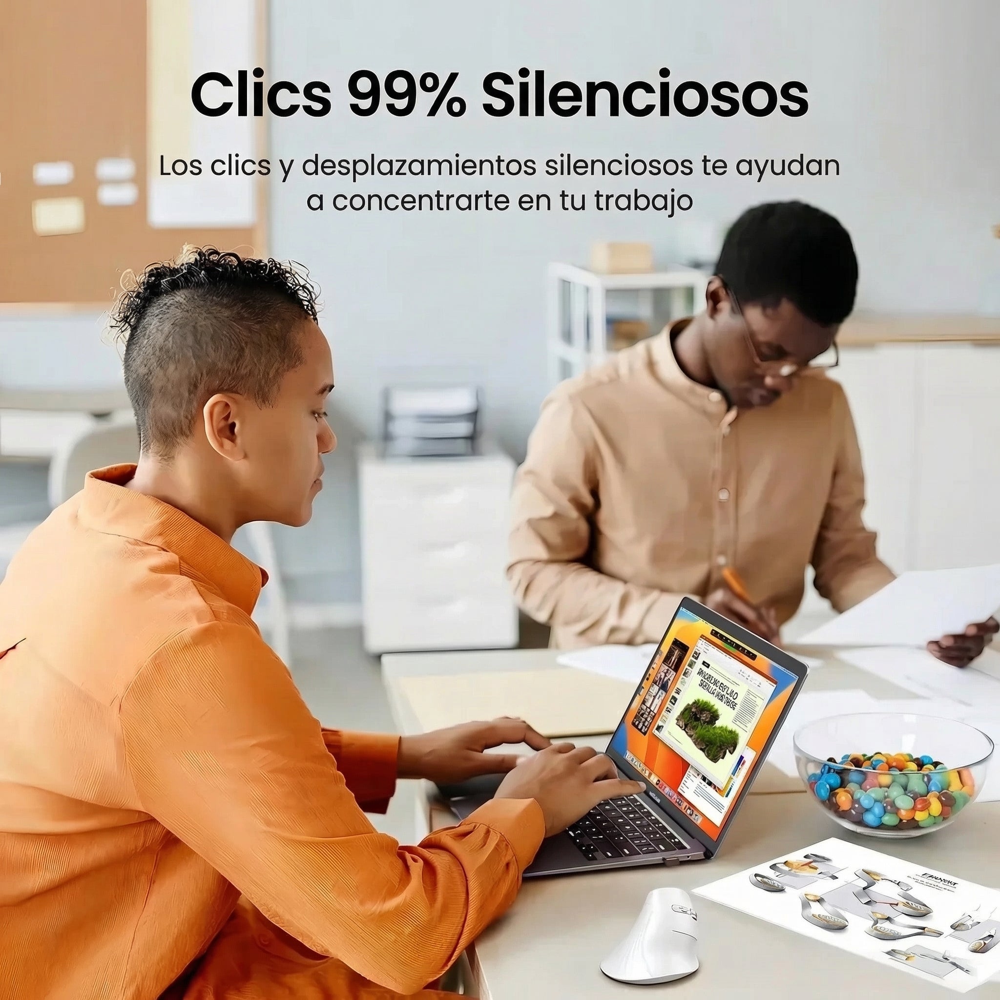 Mouse Ergonómico Vertical UGREEN Inalámbrico 4000 DPI – Blanco (MU008 / 45759)
