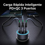 Cargador para auto UGREEN 130W 2×USB-C + 1×USB-A (EC705 / 35025)