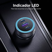 Cargador para auto UGREEN 130W 2×USB-C + 1×USB-A (EC705 / 35025)