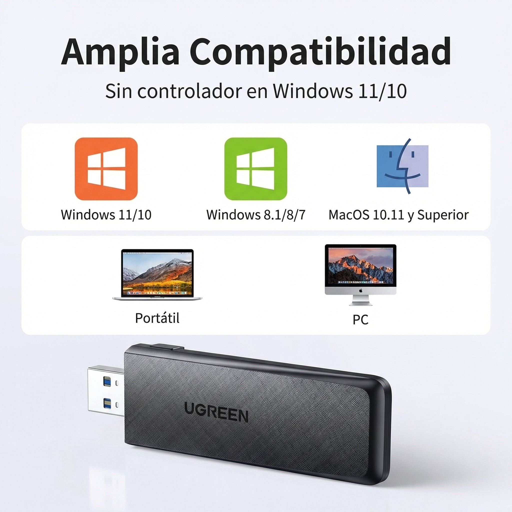 Ugreen Adaptador Wi-fi USB Doble Banda - 50340