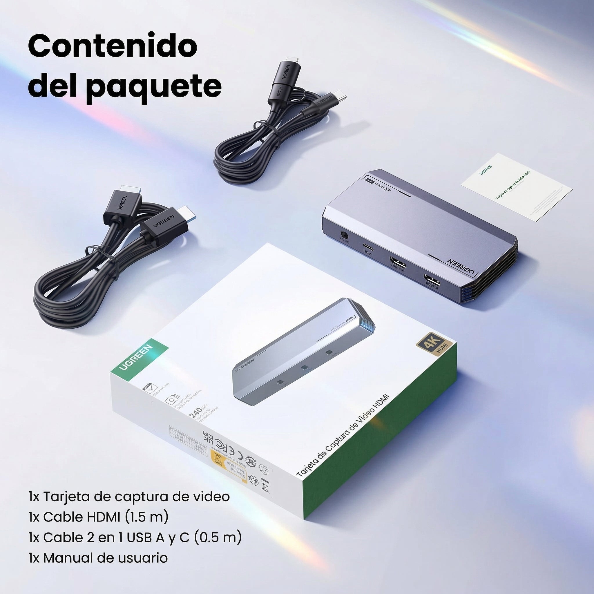 Capturador de Video UGREEN HDMI a USB 3.0 Dual HDMI, 4K@60Hz / 240Hz - 25173