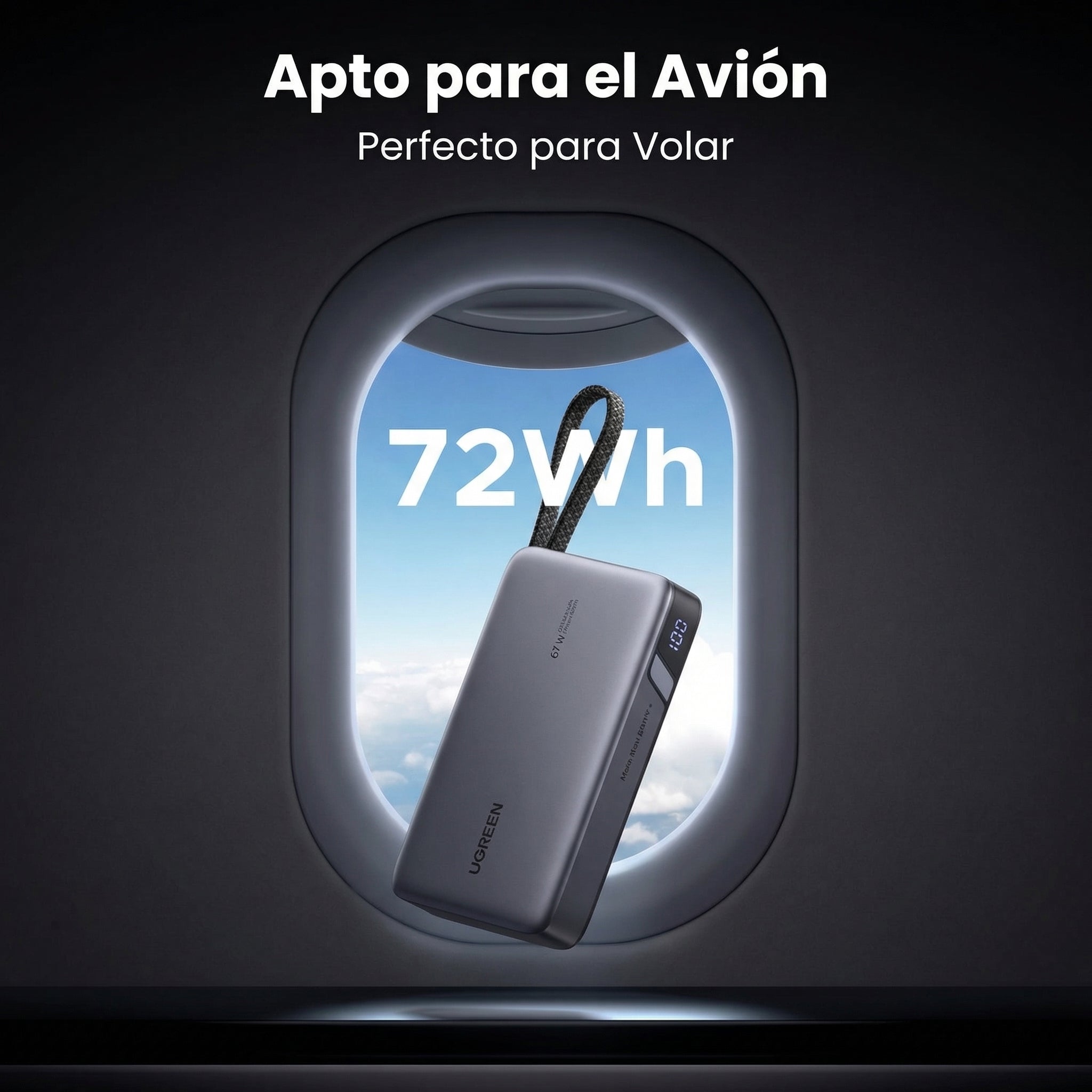 Power Bank 165W 20,000mAh con cable retráctil UGREEN (55996B)