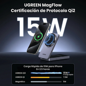 Cargador Inalámbrico UGREEN MagSafe 2-en-1 15W (45023)