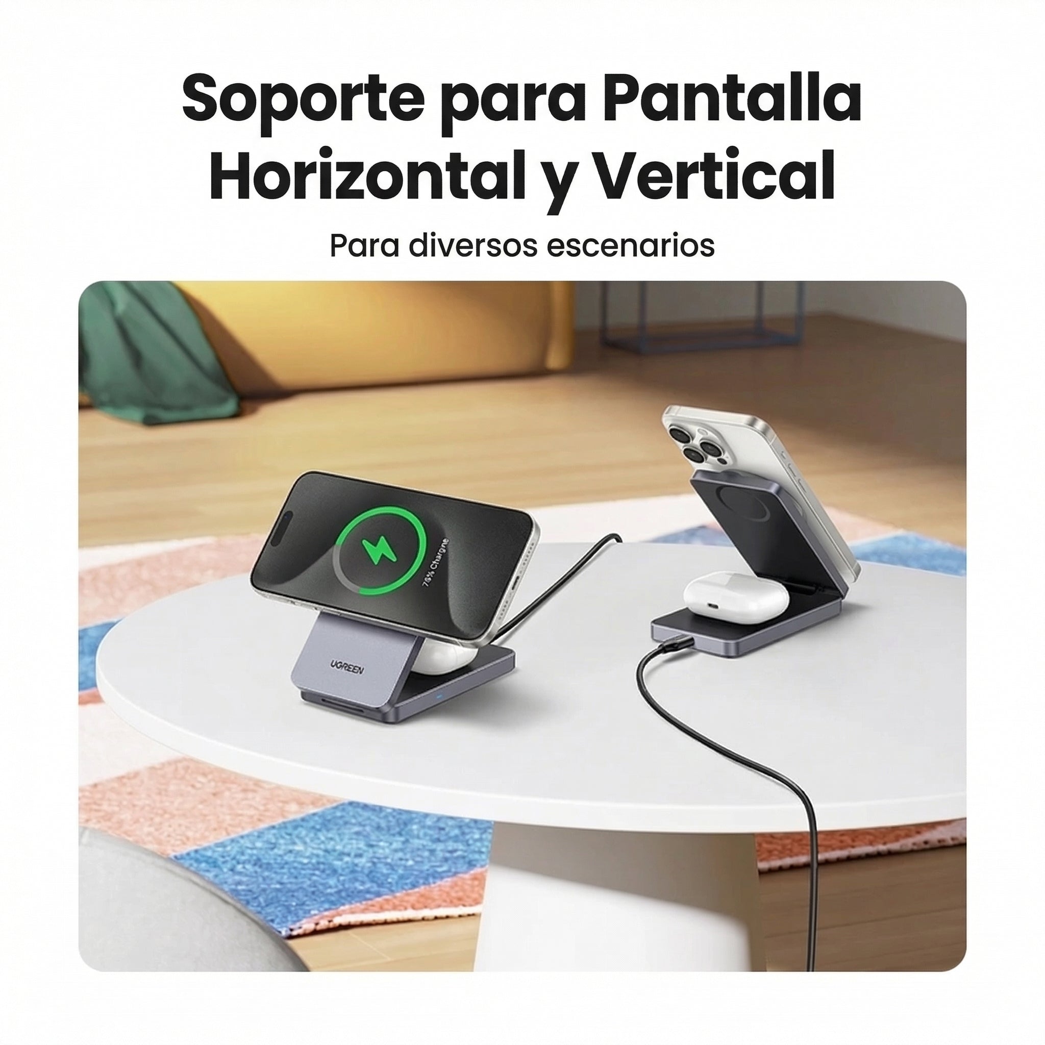Cargador Inalámbrico UGREEN MagSafe 2-en-1 15W (45023)