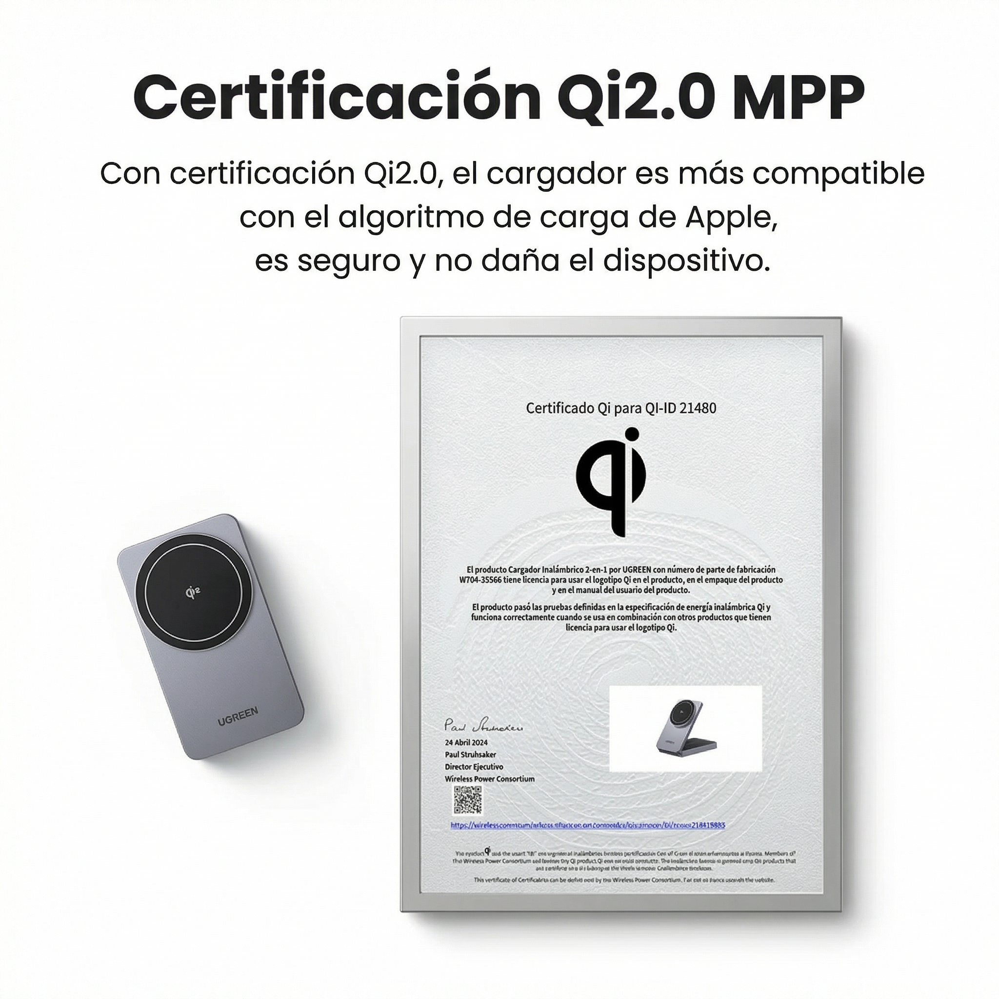 Cargador Inalámbrico UGREEN MagSafe 2-en-1 15W (45023)