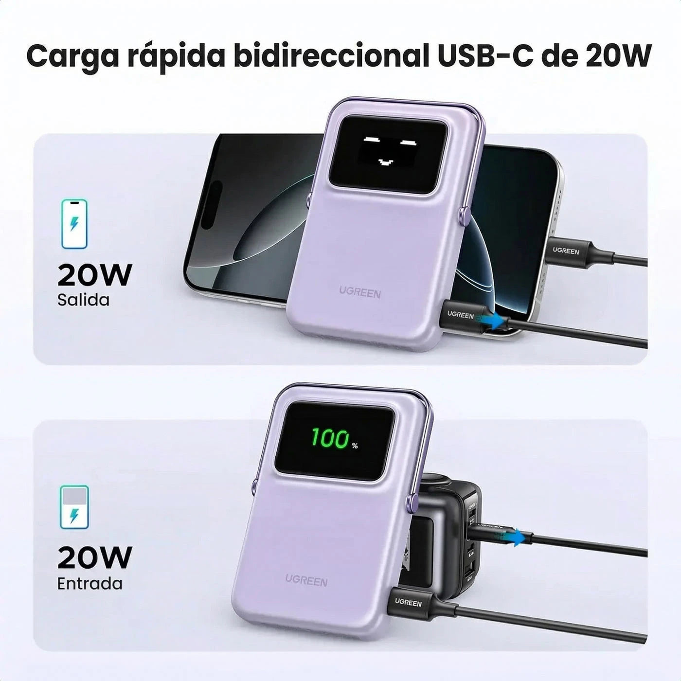 Power Bank Ugreen UNO 10000mAh 7.5W-20W (Magsafe) - Purple