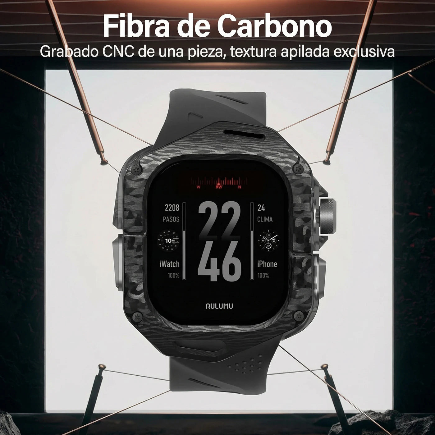Case + Correa Aulumu A01 Carbon Fiber Apple Watch Ultra 1 / 2 / 3 (49mm) - Black