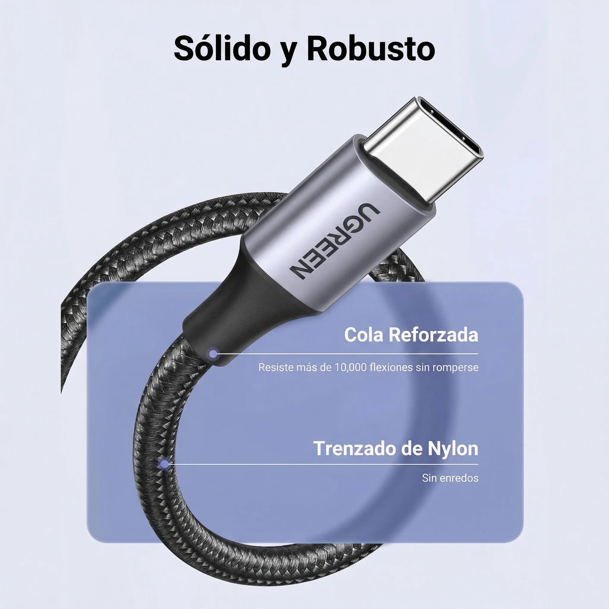 Cable UGREEN USB-A a USB-C trenzado 1M 18W - 60126
