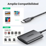Lector de Tarjetas UGREEN 2 en 1 USB-C a SD/ Micro SD