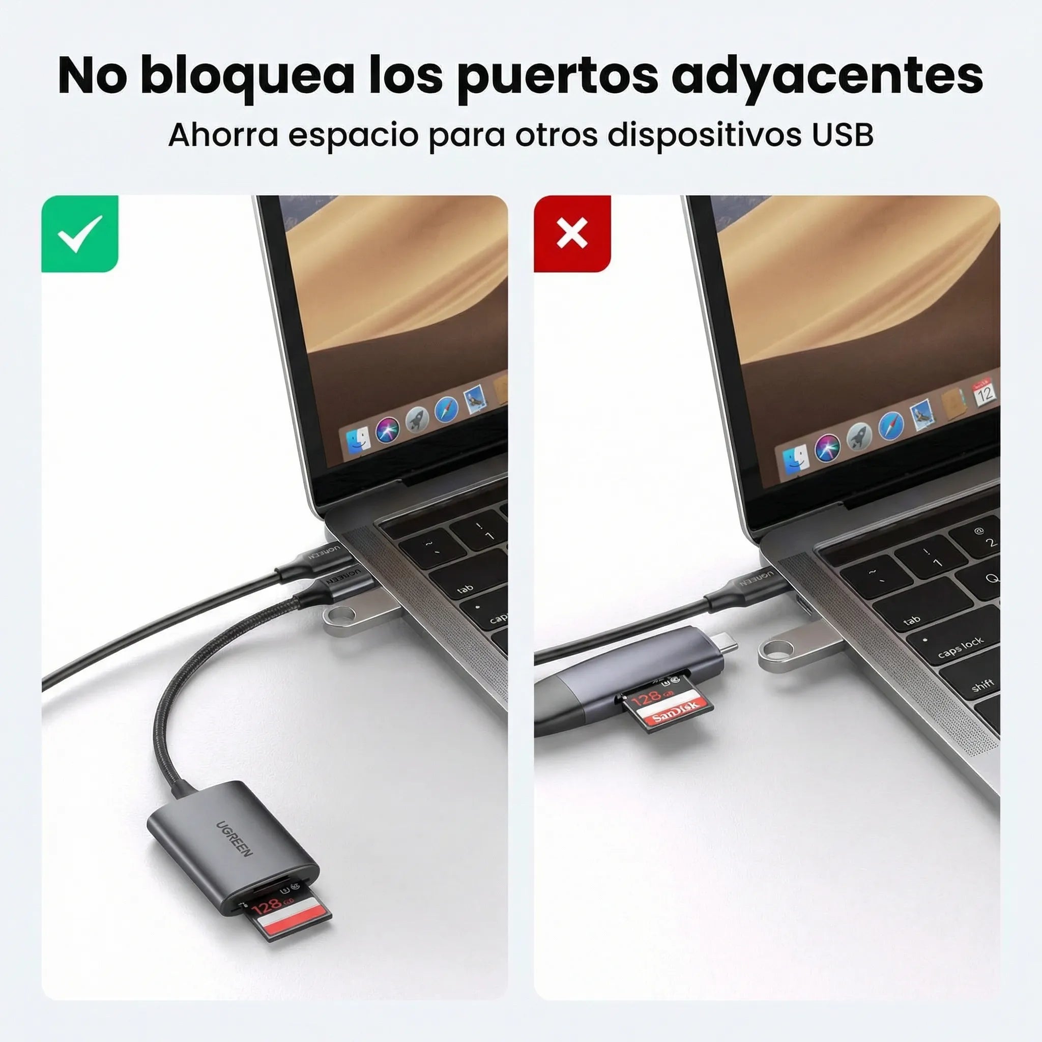 Lector de Tarjetas UGREEN 2 en 1 USB-C a SD/ Micro SD